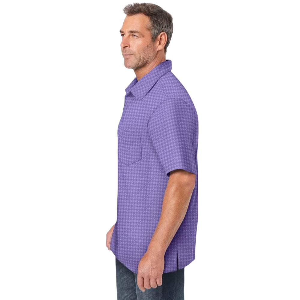 Purple Diamond Jersey Polo Shirt for big & tall men with chest pocket and printed design