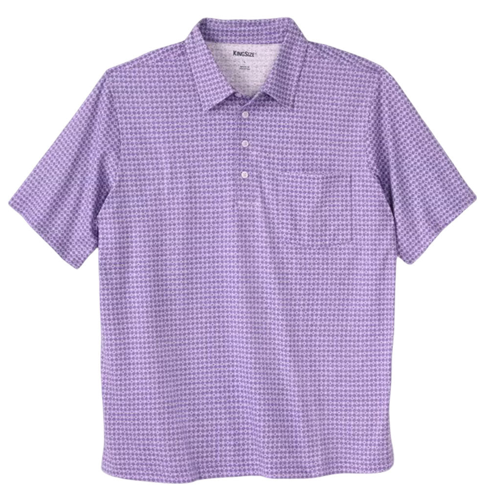 Purple Diamond Jersey Polo Shirt for big & tall men with chest pocket and printed design