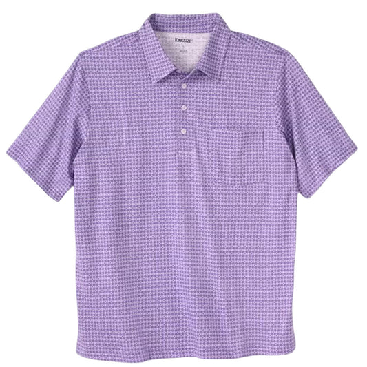Purple Diamond Jersey Polo Shirt for big & tall men with chest pocket and printed design