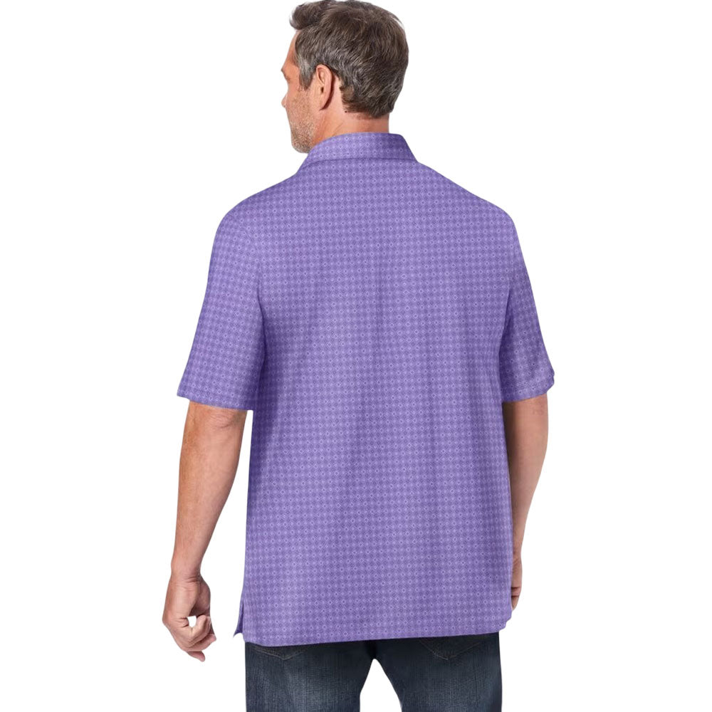Purple Diamond Jersey Polo Shirt for big & tall men with chest pocket and printed design