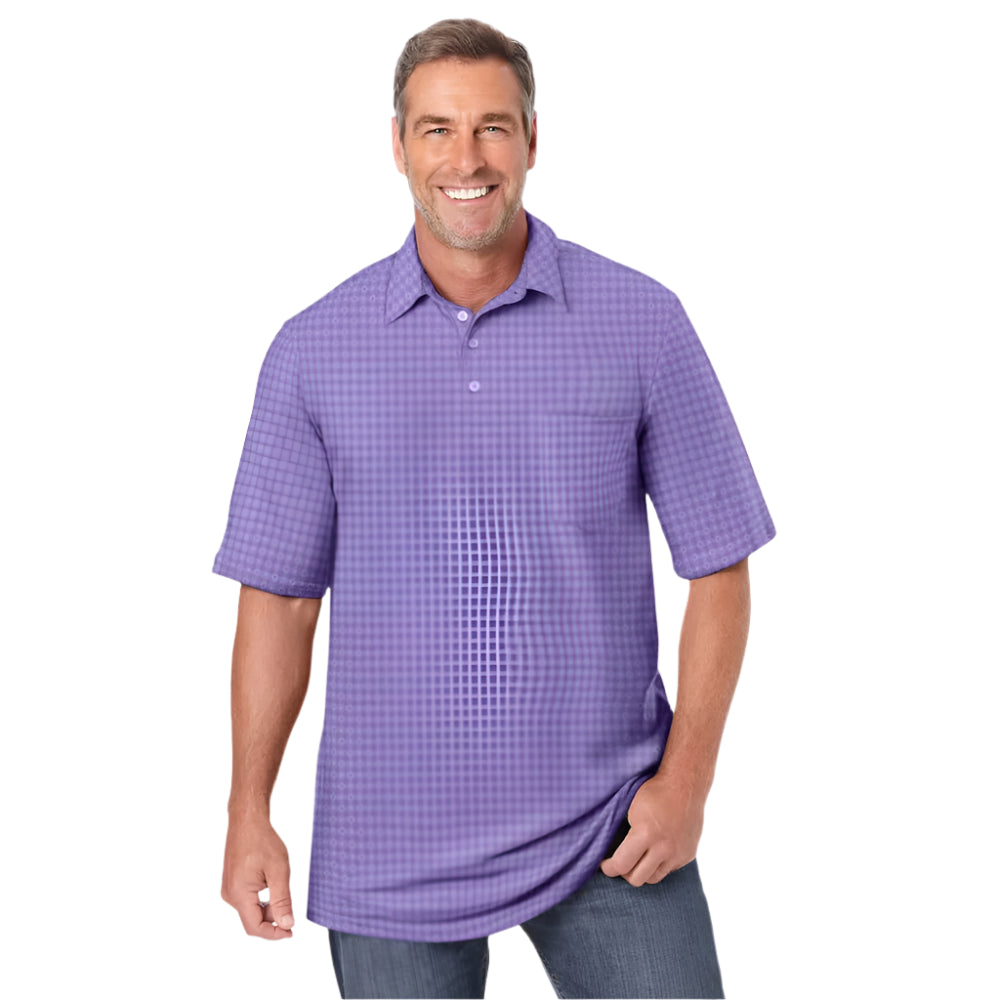 Purple diamond lightweight jersey polo shirt with chest pocket and relaxed fit