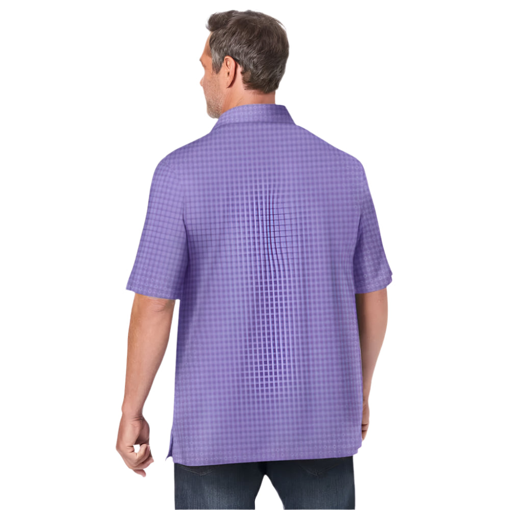 Purple diamond lightweight jersey polo shirt with chest pocket and relaxed fit