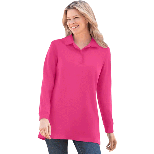 Raspberry Sorbet Long-Sleeve Polo Shirt PSW-9000
