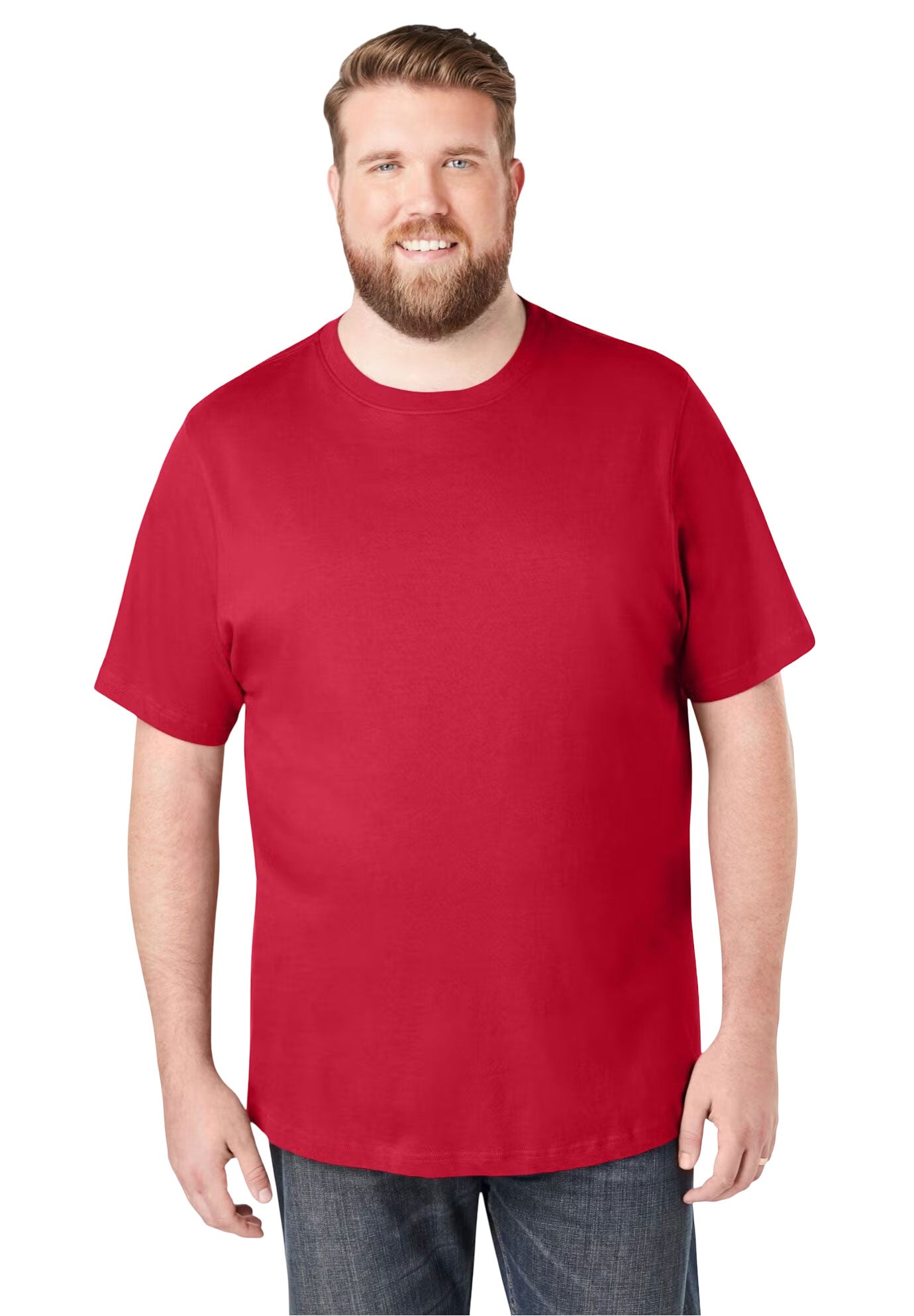 Red Lightweight Cotton Crewneck T-Shirt with soft finish and classic neckline