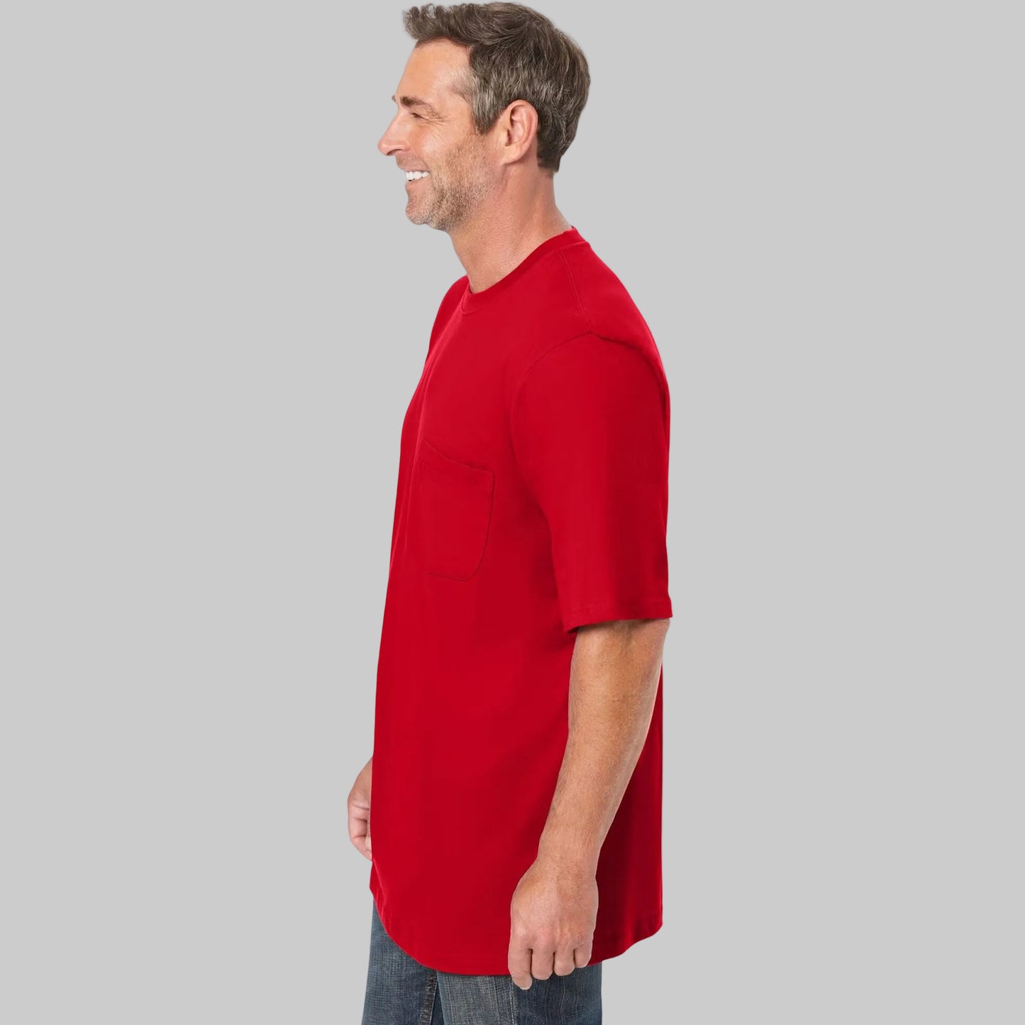 Red Big & Tall Pocket Crewneck T-Shirt with chest pocket and relaxed fit