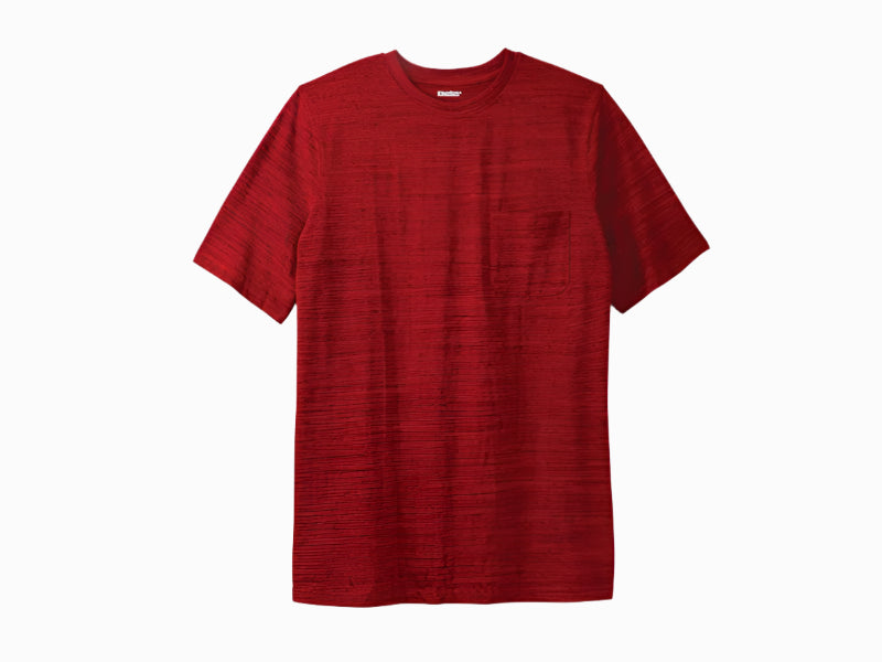 Plus-size Shrink-Less™ crewneck t-shirt with a relaxed fit, taped neck seams, and durable cotton fabric that won’t shrink in the dryer.
