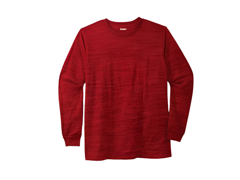 Red marl big and tall long sleeve t-shirt with chest pocket and relaxed fit for men