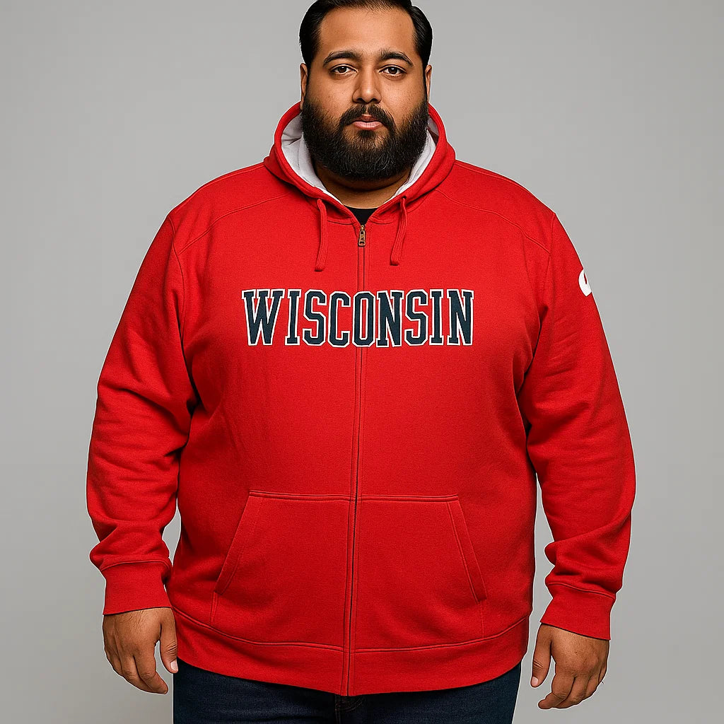 Red Big Size Zipper Hoodie PSM-4215