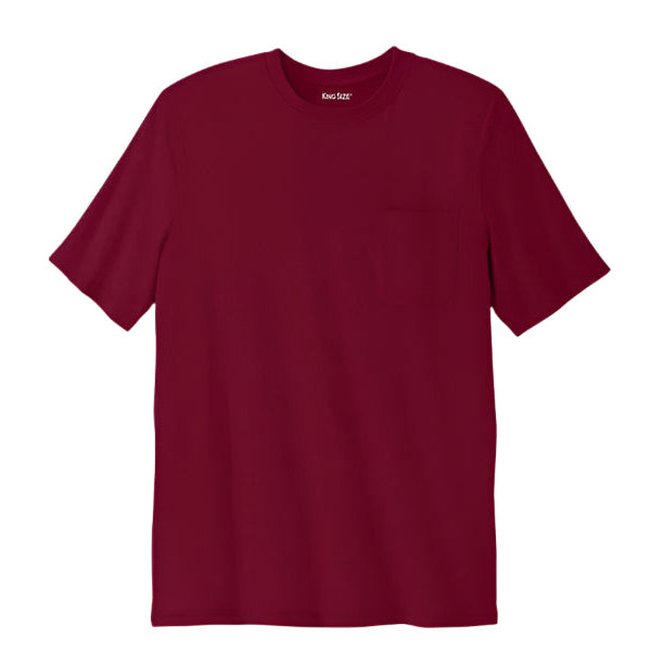 Rich Burgundy Big & Tall Crewneck T-Shirt with Pocket – Plus-Size Men's Tee