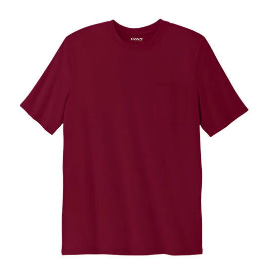 Rich Burgundy Big & Tall Crewneck T-Shirt with Pocket – Plus-Size Men's Tee