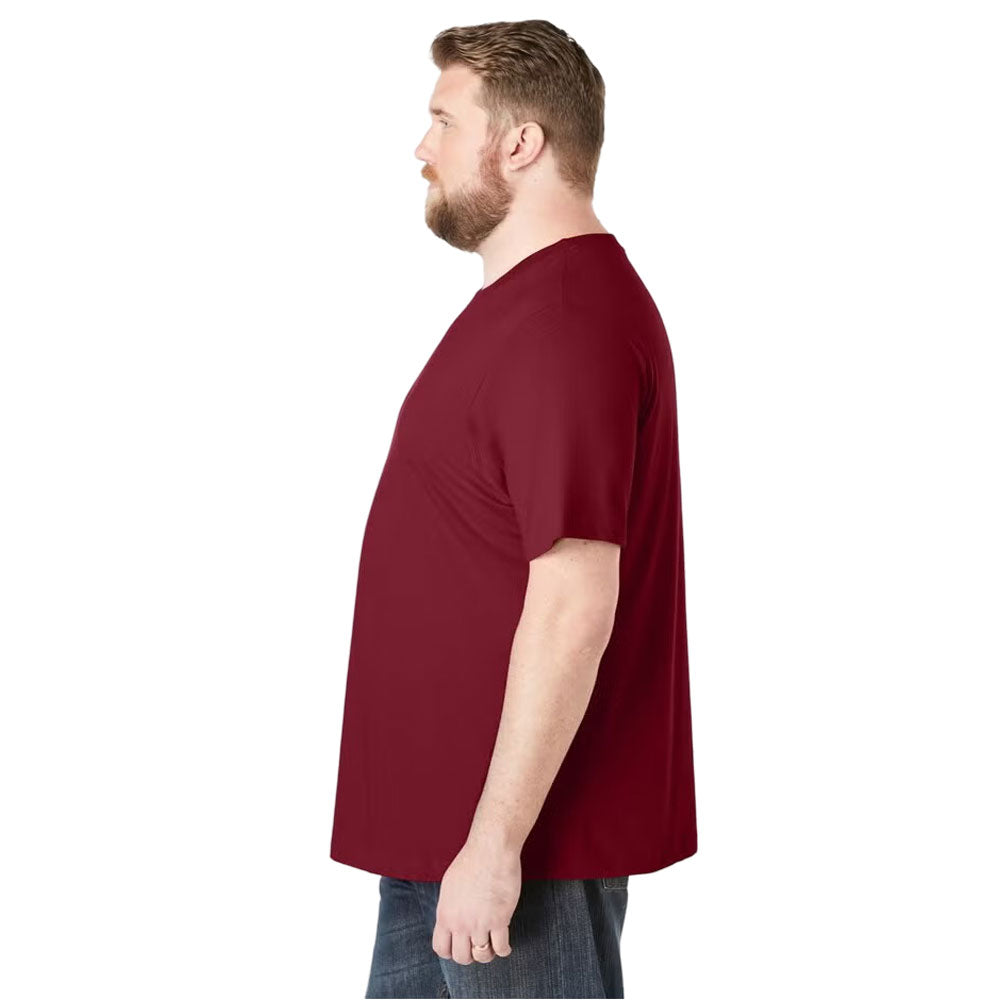Plus-size Shrink-Less™ crewneck T-shirt with a relaxed fit, durable taped seams, and shrink-resistant fabric for lasting comfort.