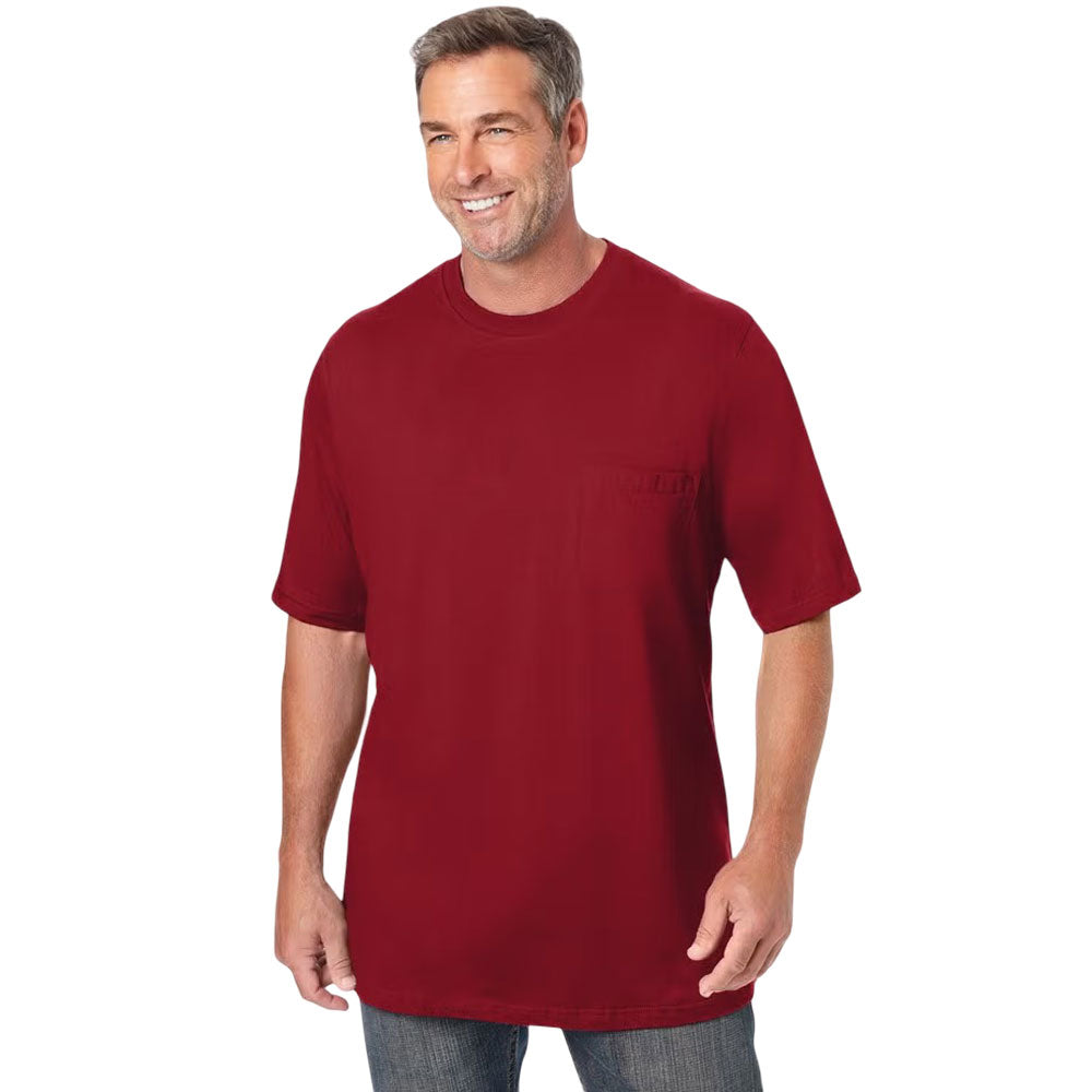 Rich Burgundy Big & Tall Crewneck T-Shirt with Pocket – Plus-Size Men's Tee