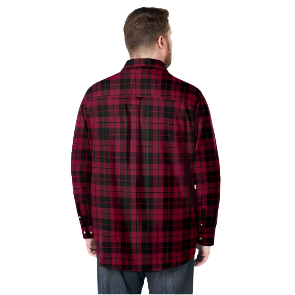 Rich burgundy plaid flannel shirt with chest pockets and soft cotton fabric in Big & Tall fit