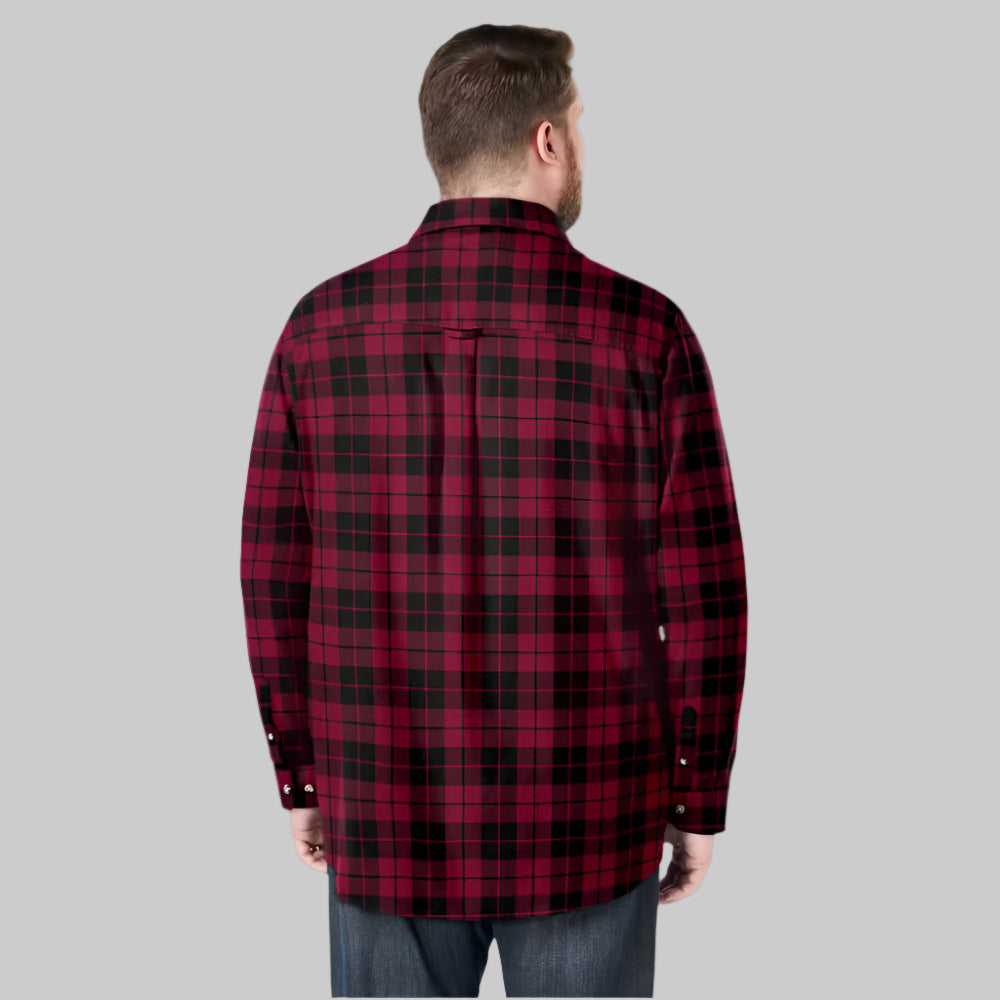 Rich burgundy plaid flannel shirt with chest pockets and soft cotton fabric in Big & Tall fit