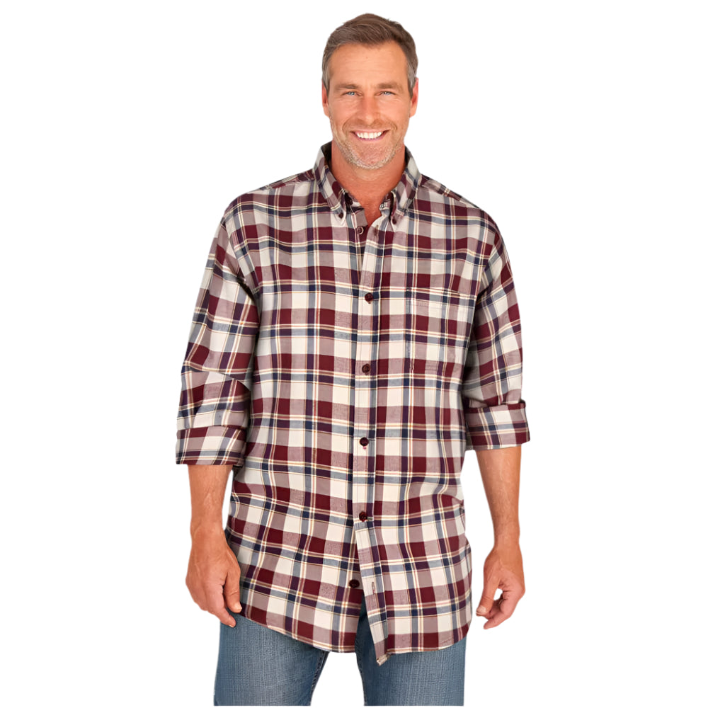 Rich Burgundy Plaid Holiday Plaid Flannel Shirt PSM-7550