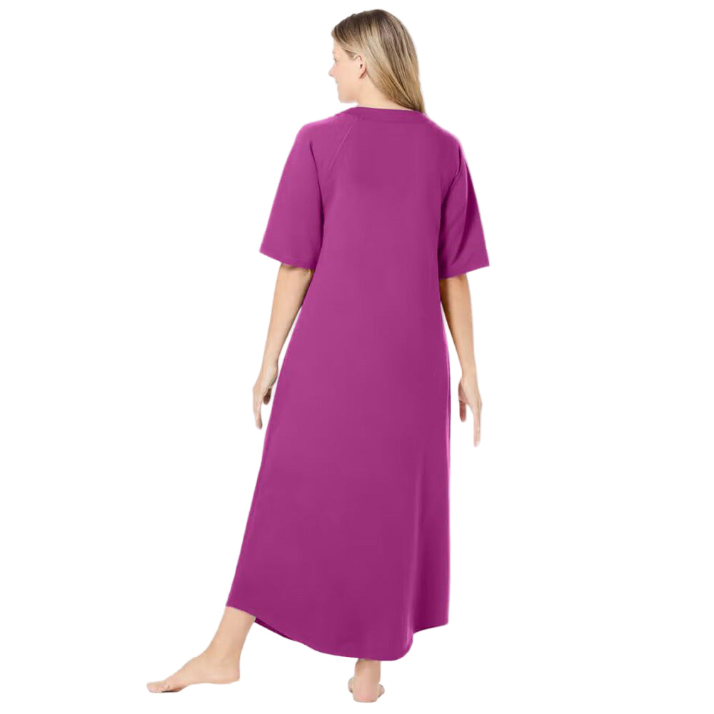 Flat-lay of Rich Magenta French Terry Robe on neutral background