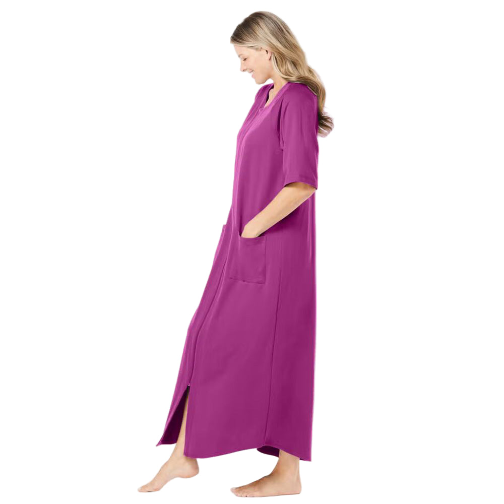 Flat-lay of Rich Magenta French Terry Robe on neutral background