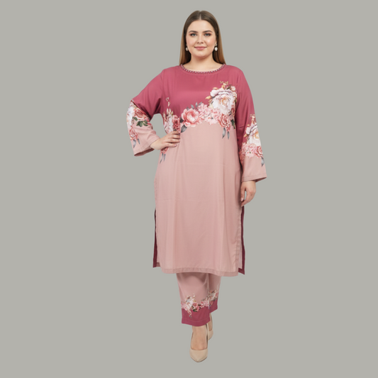 Rosewood Ombre 3-Piece Cotton Silk Suit PSW-10090