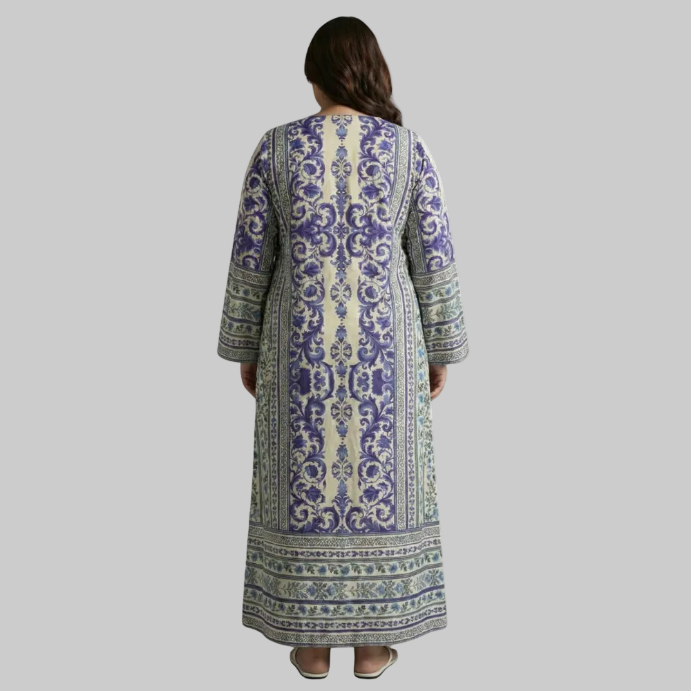 Royal Azure Silk Crepe Kaftan PSW-10827