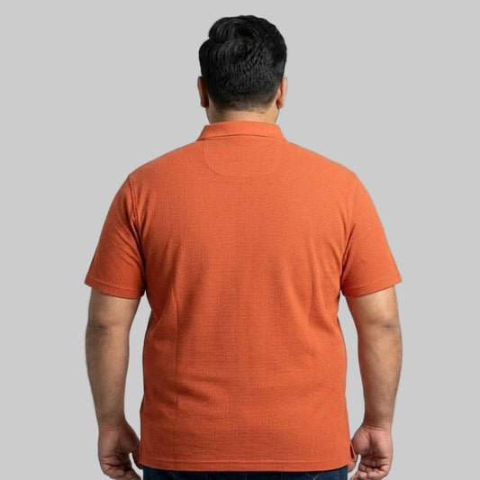 Rust Drop Needle Plus Size Polo Shirt with Pocket for Men – Short Sleeve Casual Polo in Textured Drop Needle Fabric