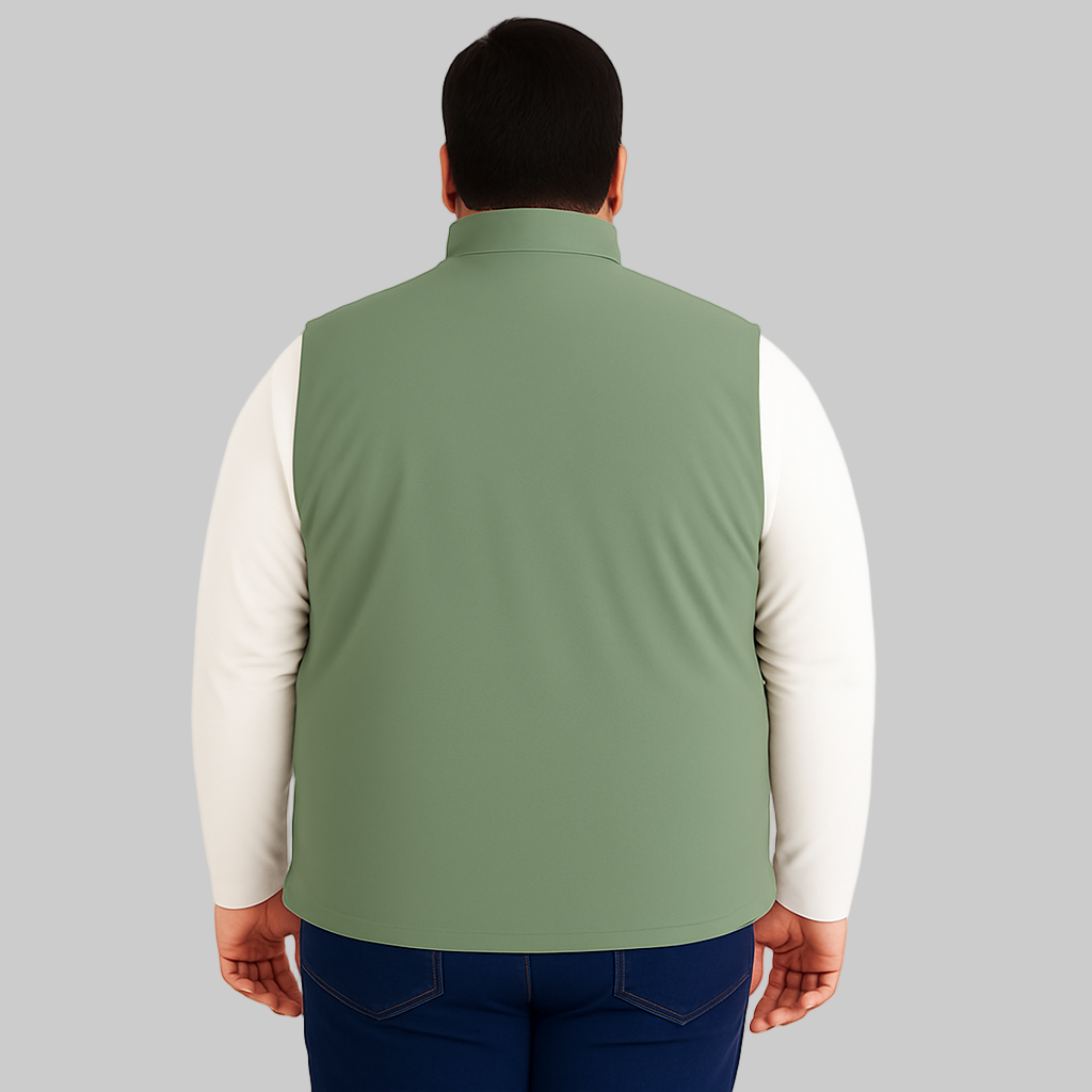 Sage Green Plus-Size Sleeveless Puffer Jacket PSM-10005