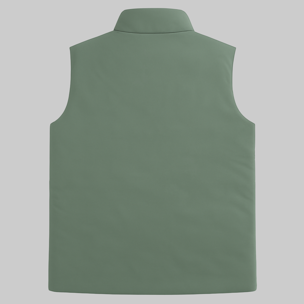 Sage Green Plus-Size Sleeveless Puffer Jacket PSM-10005
