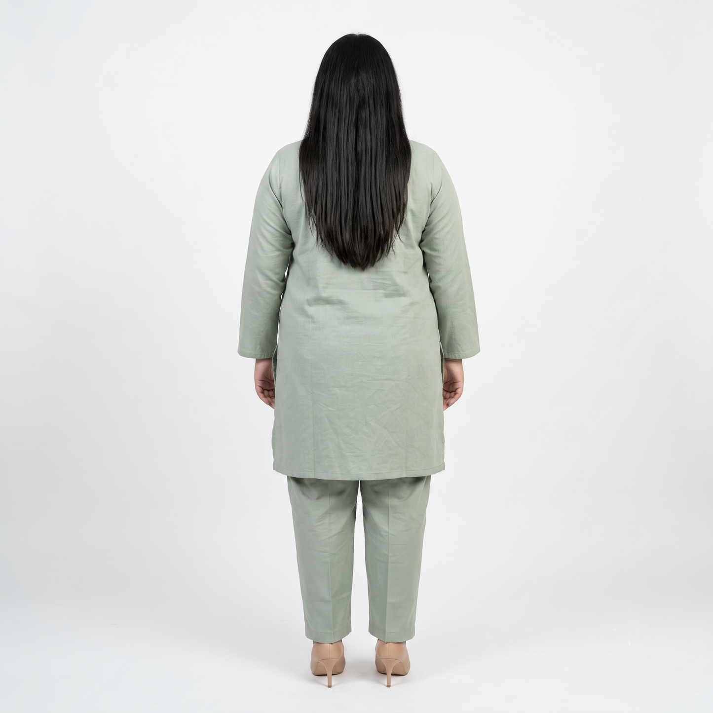 Sage Mist Textured Dobby Jacquard Co-Ord Set PSW-11415