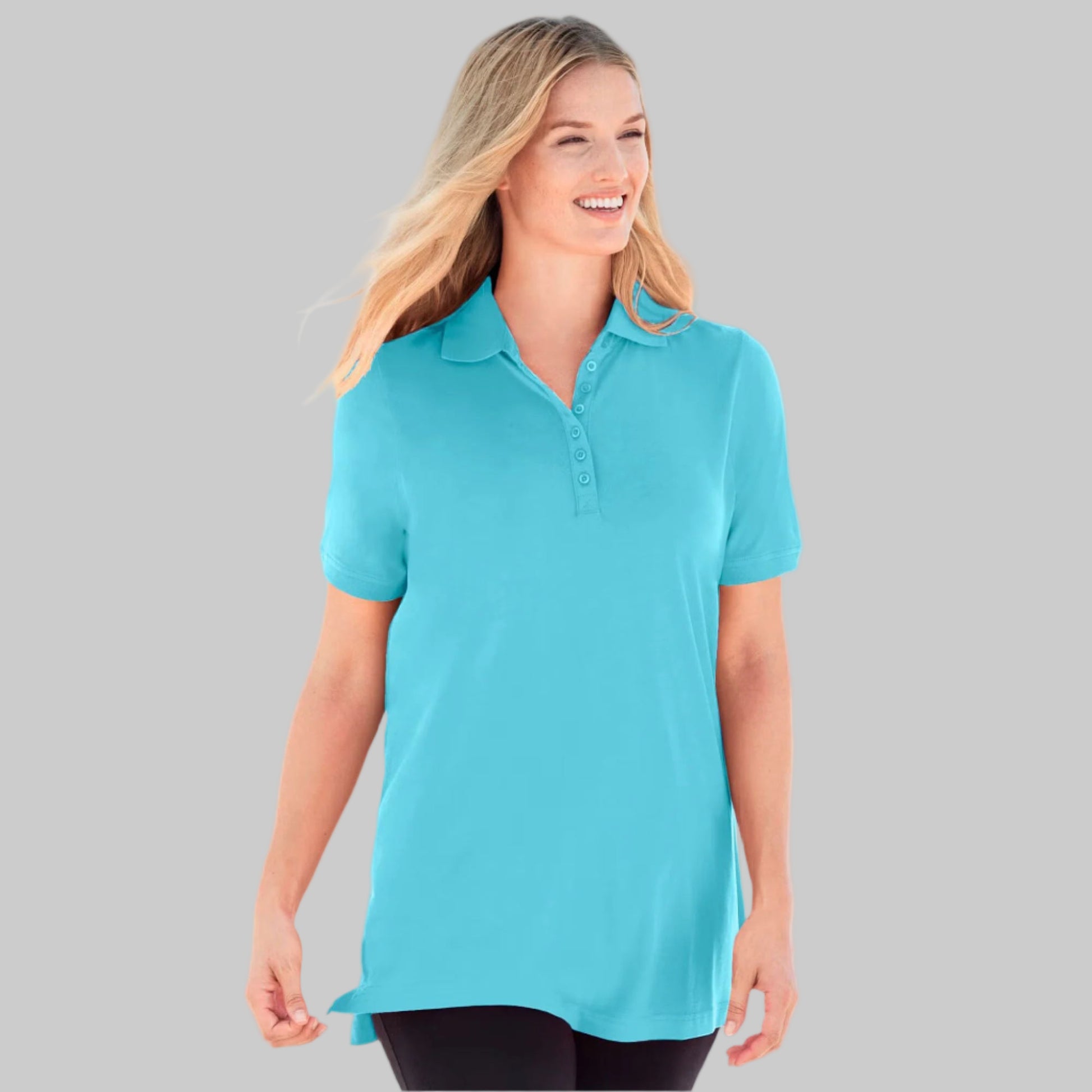 Seamist Blue short sleeve plus size polo t-shirt