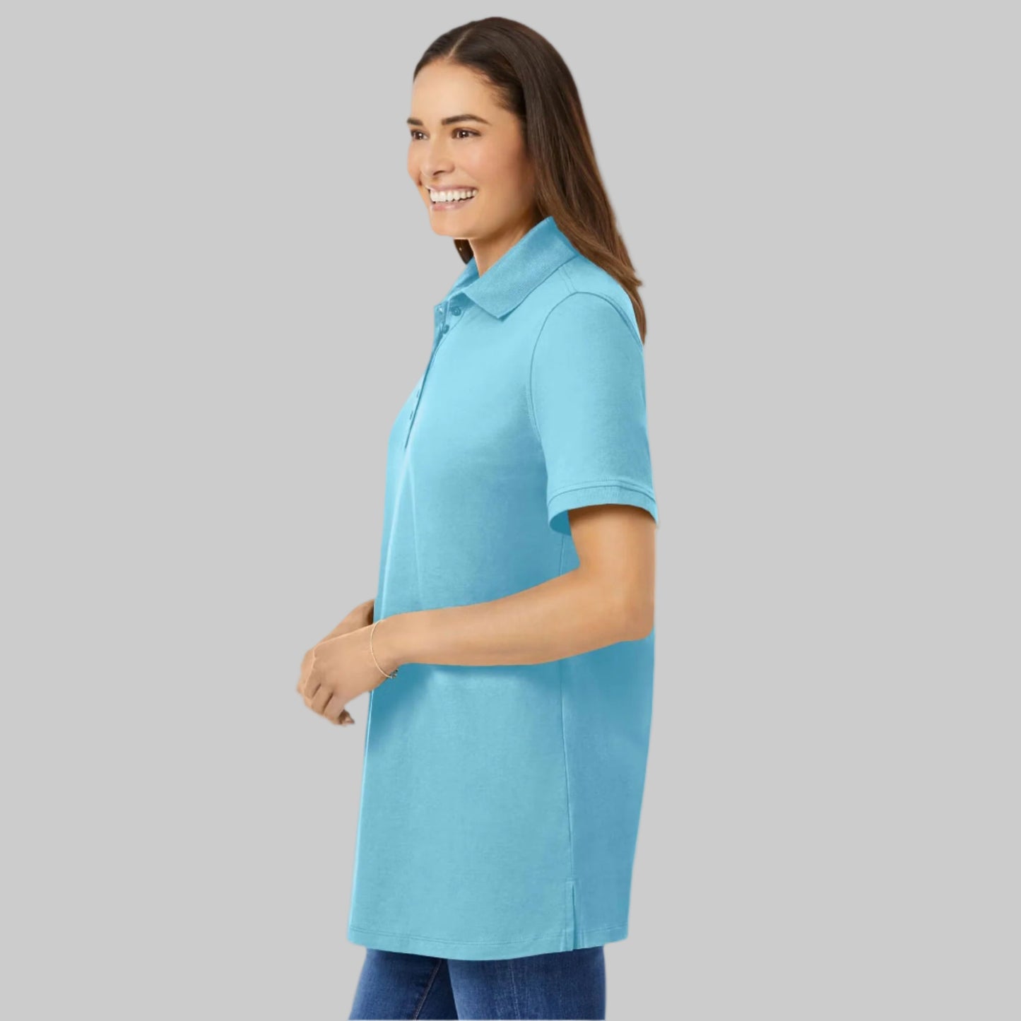 Seamist Blue short sleeve plus size polo t-shirt