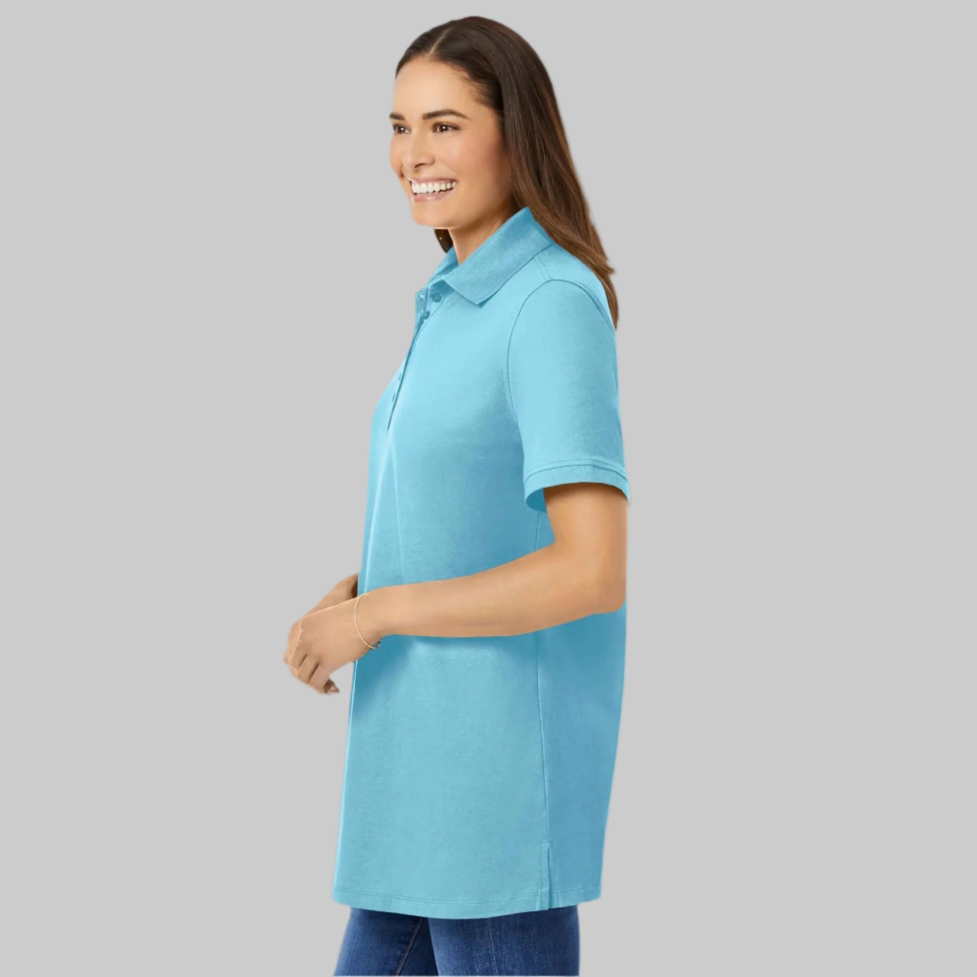 Seamist Blue short sleeve plus size polo t-shirt
