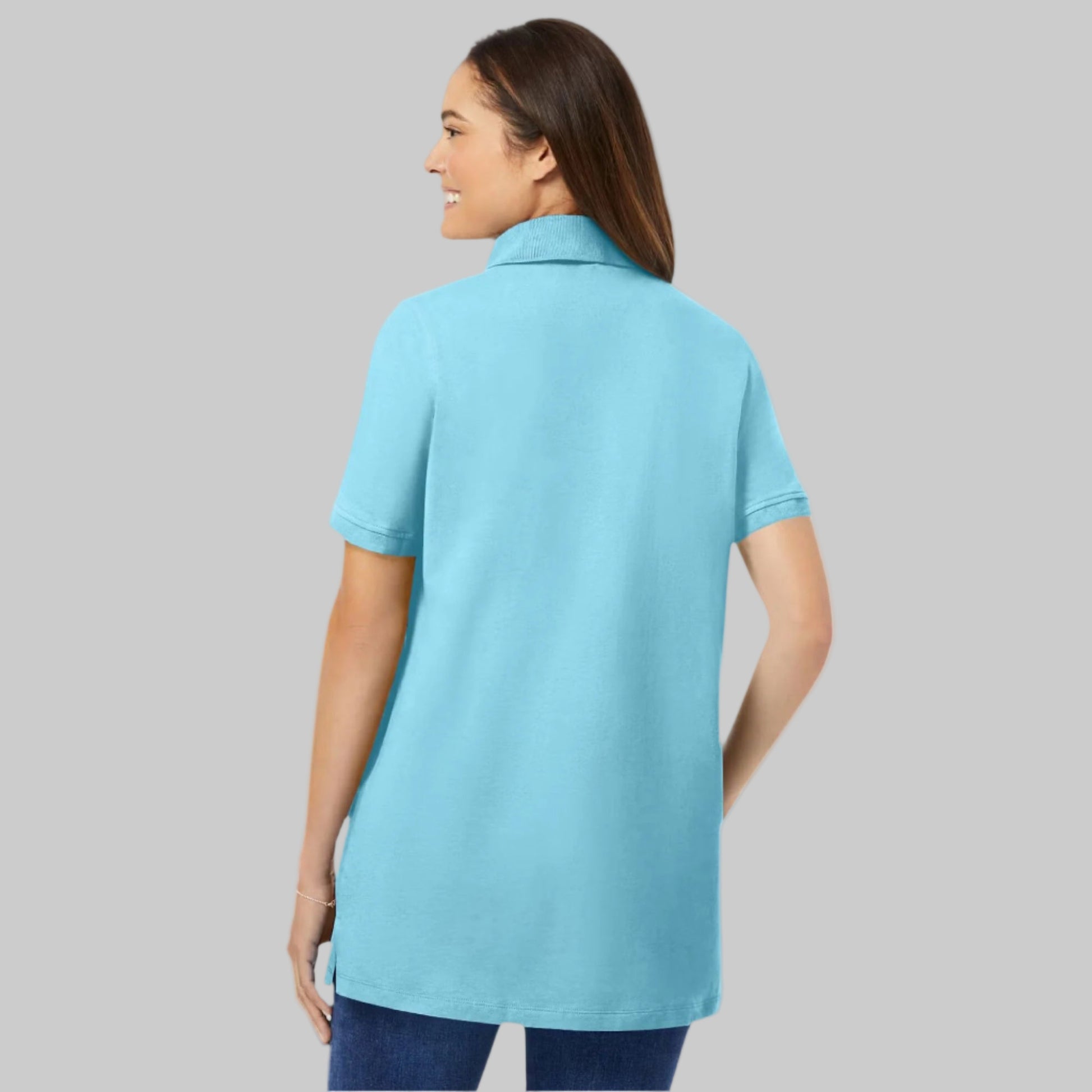 Seamist Blue short sleeve plus size polo t-shirt