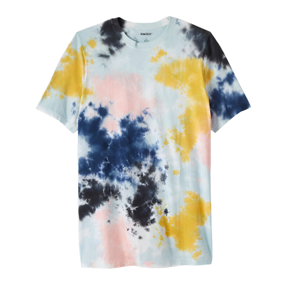 Sky blue tie-dye lightweight crewneck t-shirt for big and tall men – relaxed fit 100% cotton.