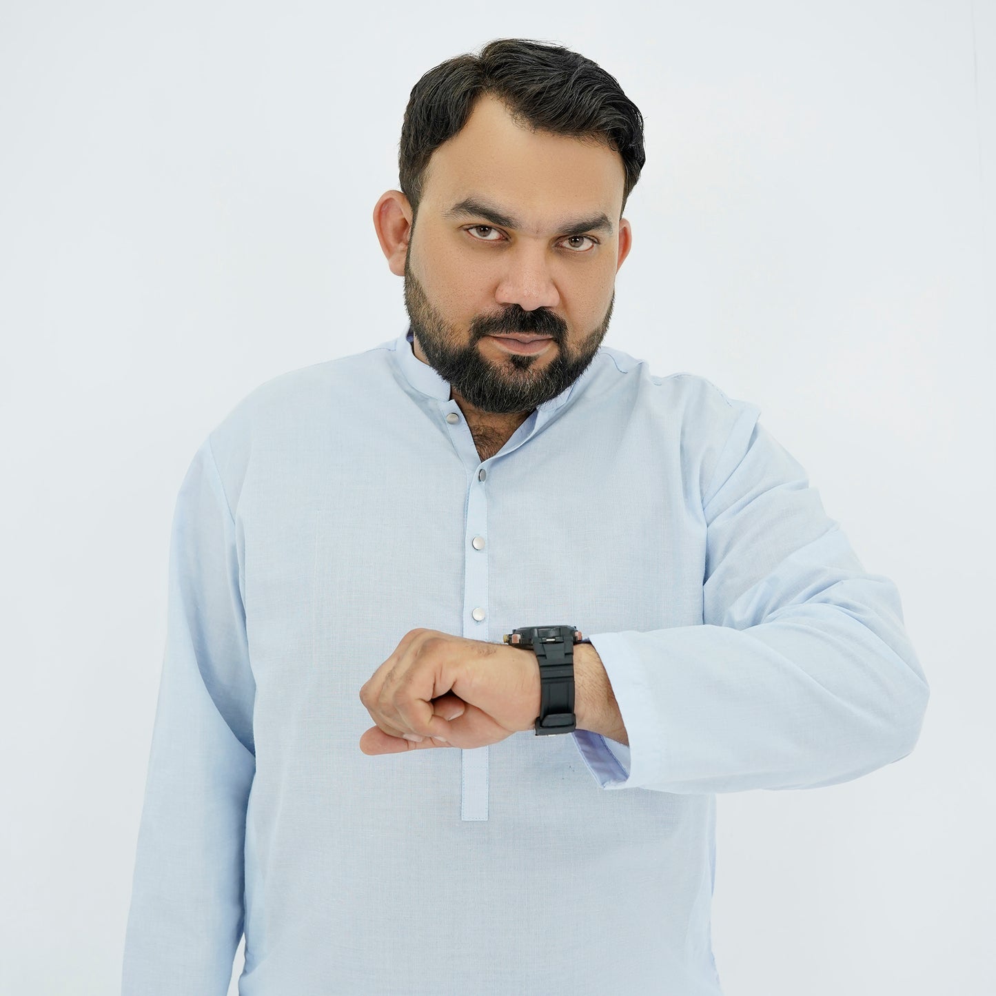 Sky Blue Cotton Classic Plus-Size Kurta Pajama PSM-9053