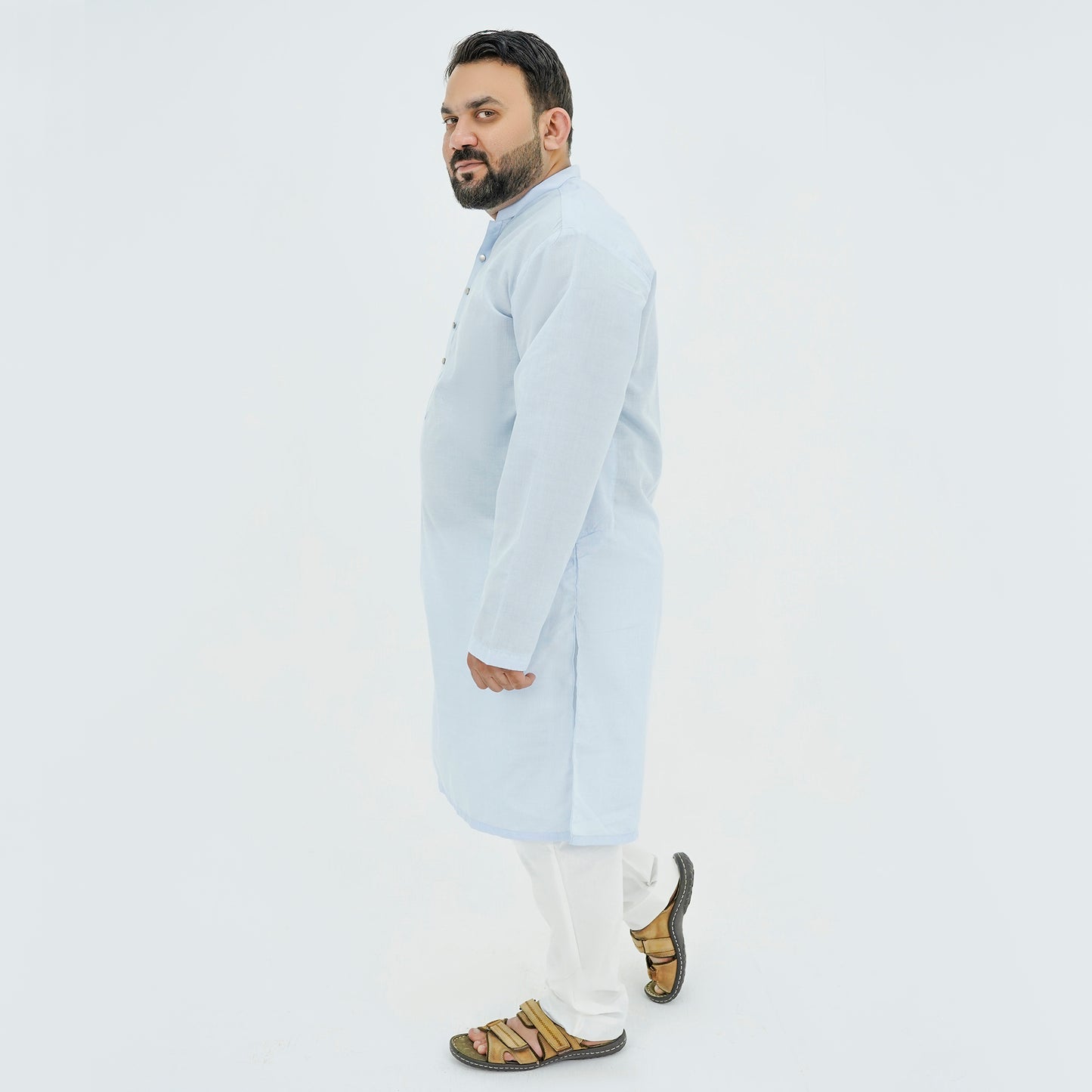 Sky Blue Cotton Classic Plus-Size Kurta Pajama PSM-9053