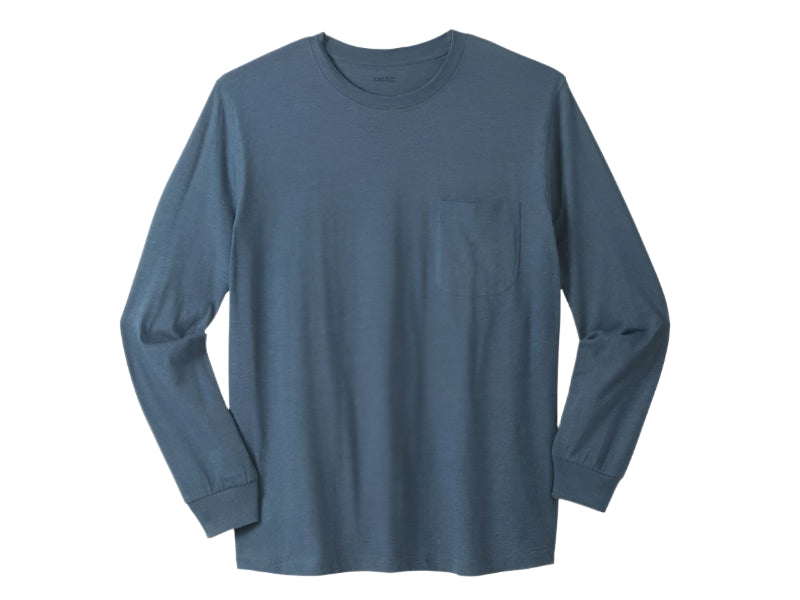 Slate Blue Big & Tall Long Sleeve T-Shirt – Shrink-Less Cotton, Relaxed Fit