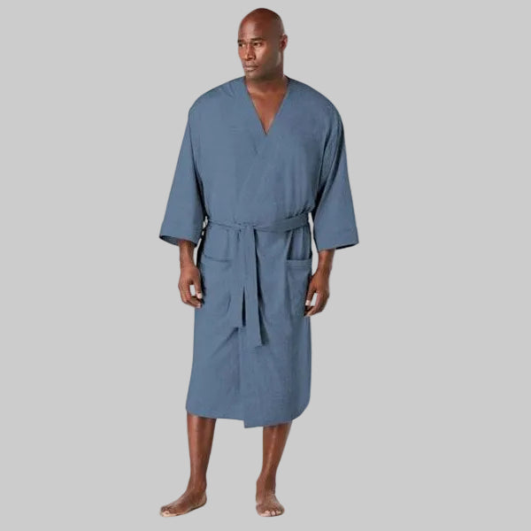 Slate Blue Big & Tall Size Cotton Jersey Robe PSM-5571