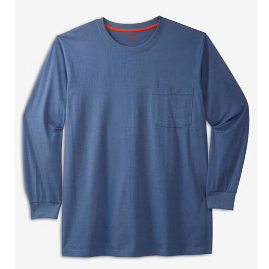 Slate Blue Crewneck Long Sleeve Pocket Tee PSM-9860