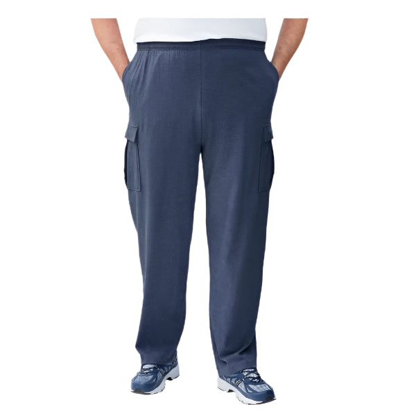 Plus-size lightweight cotton sweatpants with an adjustable drawstring waistband, open bottom, and relaxed fit for ultimate comfort