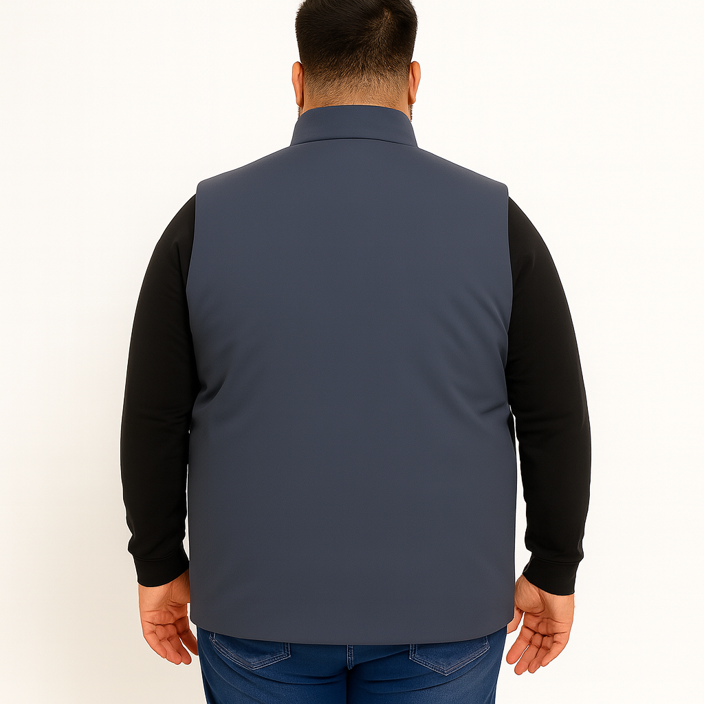 Slate Blue Plus-Size Sleeveless Puffer Jacket PSM-10000