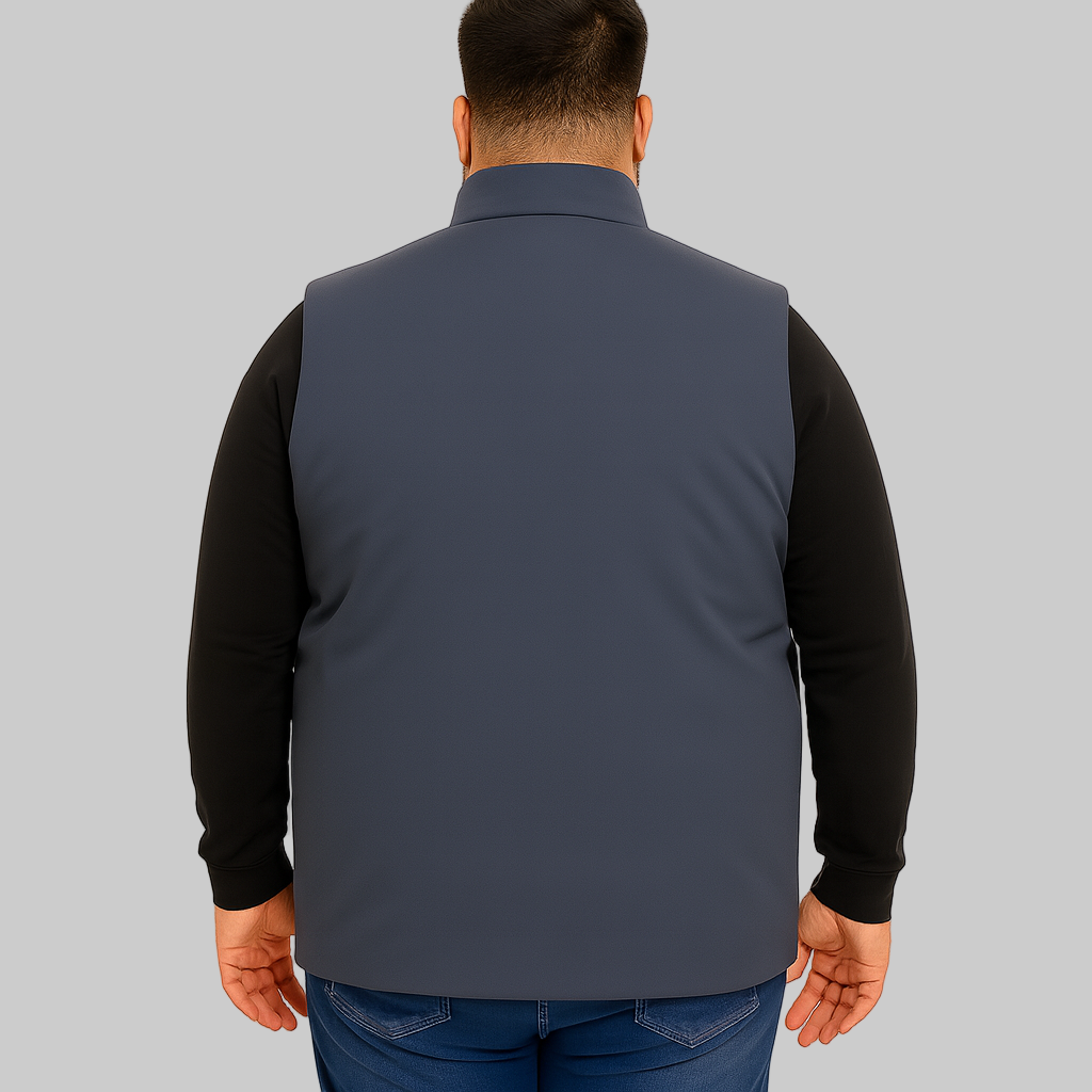 Slate Blue Plus-Size Sleeveless Puffer Jacket PSM-10000