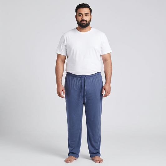 SlateBlue UrbanEase Plus Jersey Trousers With Zip Pockets PSM-8082