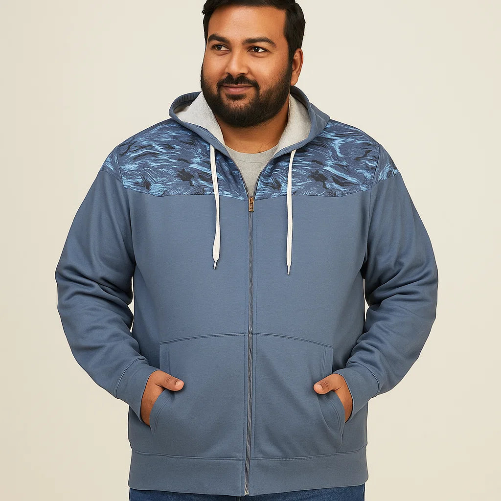 Slate Blue Terry Big & Tall Size Snow Lodge Hoodie PSM-5181