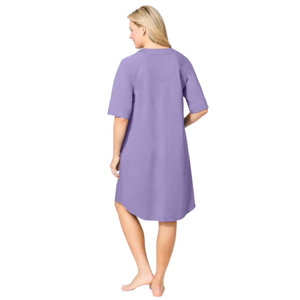 Flat-lay of Soft Iris French Terry Robe on neutral background