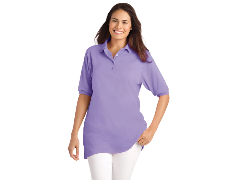 Soft iris women’s short sleeve polo t-shirt with collar and relaxed silhouette
