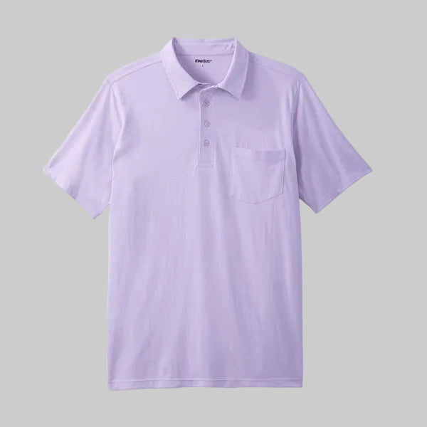 Soft purple big and tall cotton polo shirt with pocket relaxed fit men
