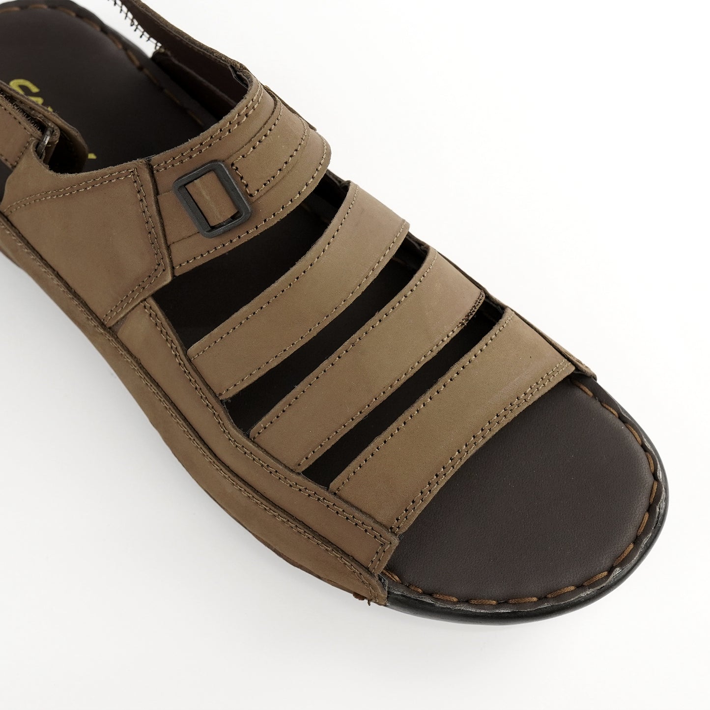 Soft brown nubuck leather fisherman-style comfort sandal for plus-size men – PlusSize.pk