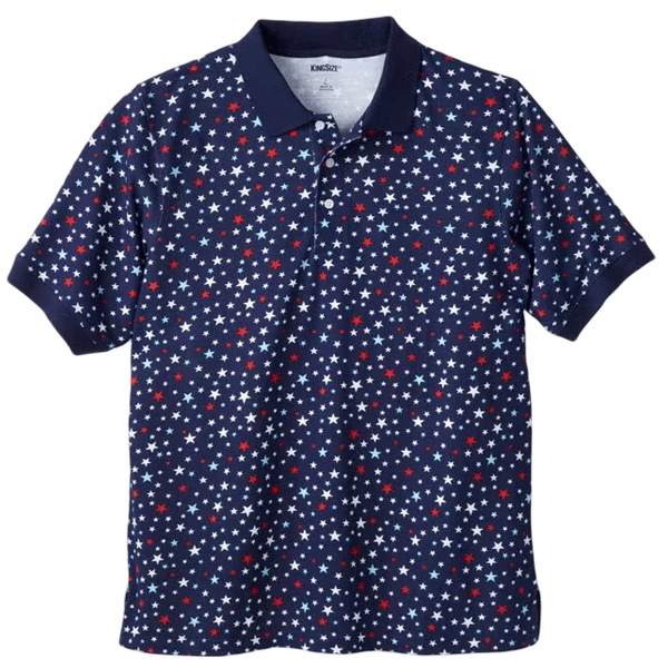 Stars Shrink-Less Piqué Polo Shirt – Front View with Collar and Button Placket