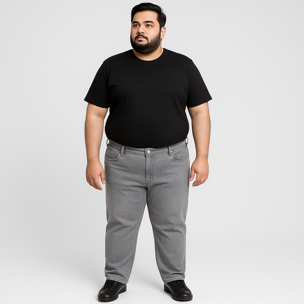 Stone Grey Plus Size Classic Straight-Leg Jeans PSM-9336