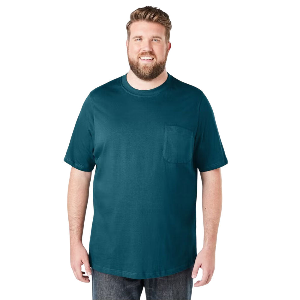 Teal Big & Tall Cotton Pocket Crewneck T-Shirt with relaxed fit