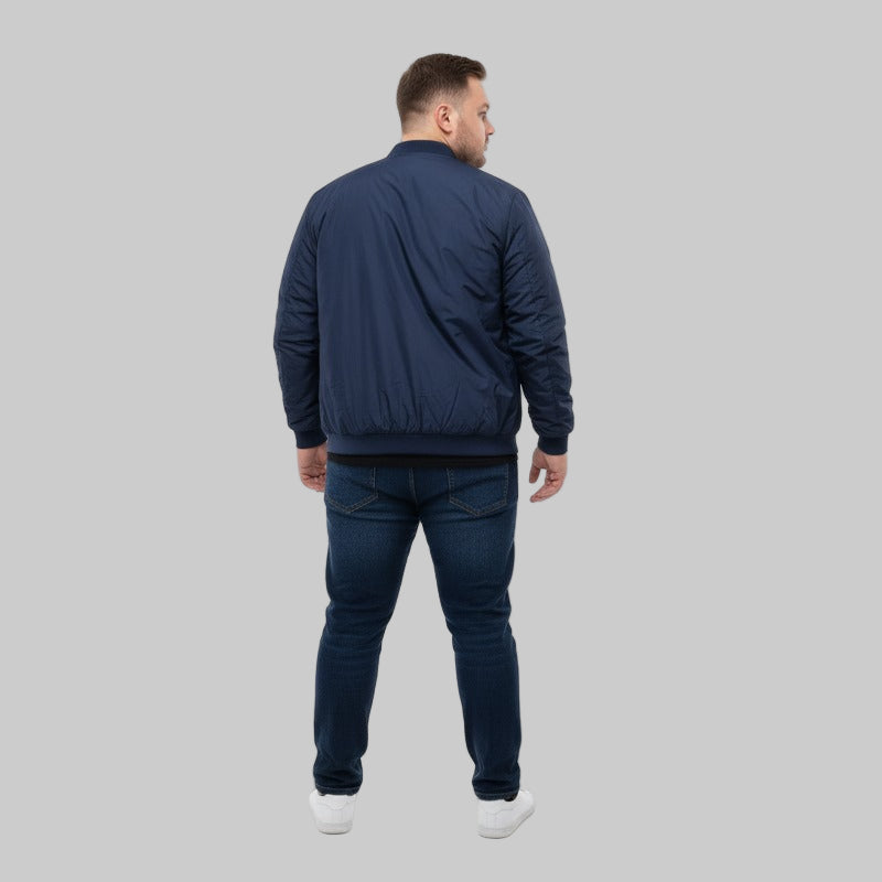 Classic Teal Blue Plus-Size Bomber Jacket – Matte Finish PSM-10078